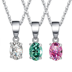 1–2CT Oval Moissanite Pendant Necklace