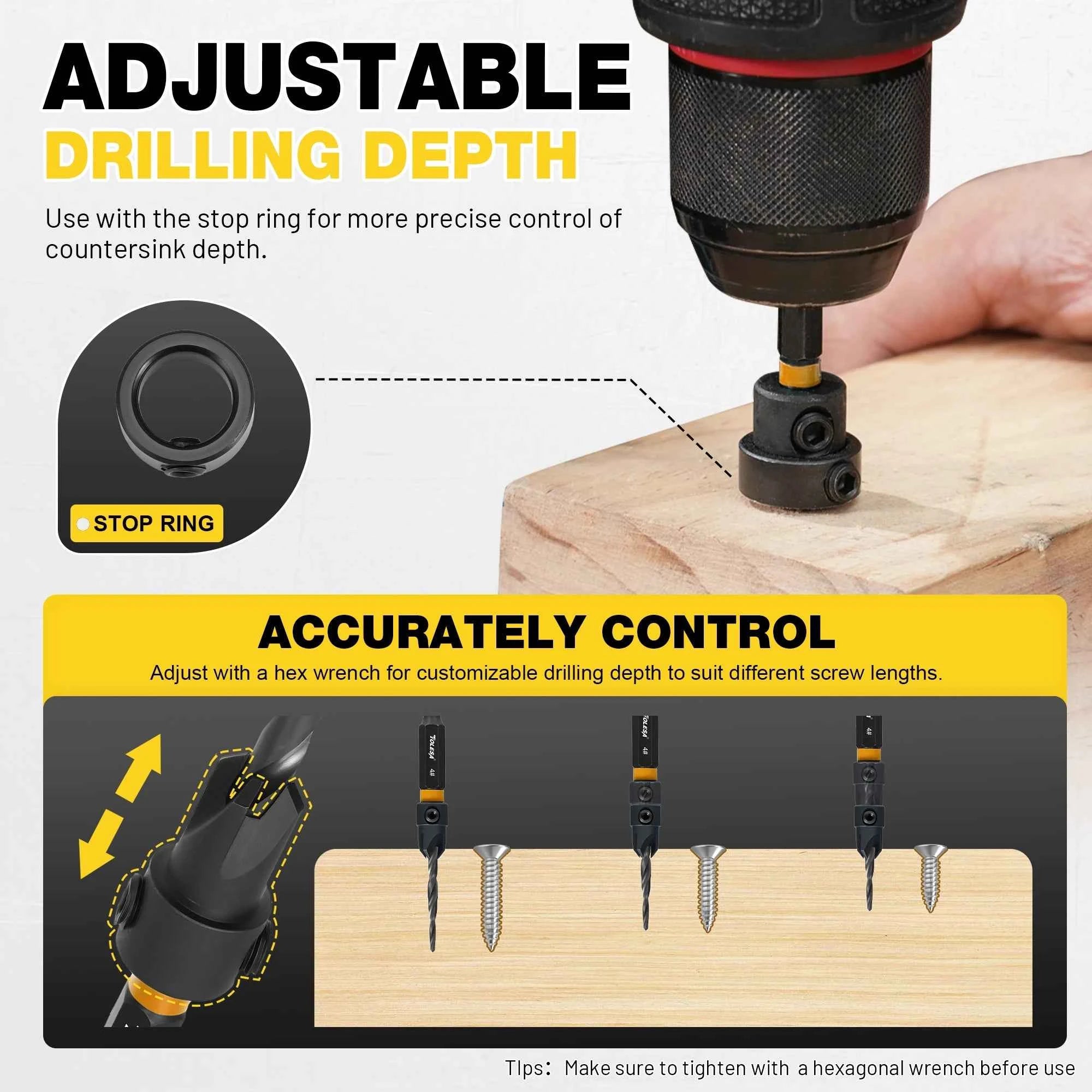 18pc Countersink Drill Bit Set for Wood | Tapered Bits Wood Plug Cutter Extension Bit Holder Screwdriver
