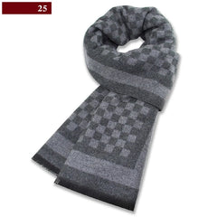 Men’s Luxury Wool Scarf — Cashmere Silk Blend Winter Plaid Shawl