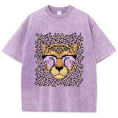 Leopard Cartoon Print Womans Streetwear T-Shirt