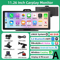 10"/11.26" 4K Dual Lens DVR with Wireless CarPlay by Snagg A Car DVR