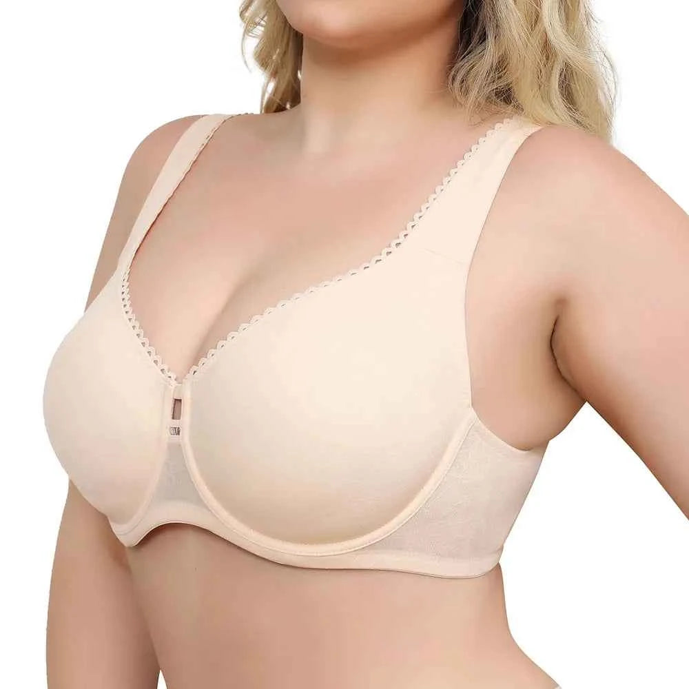 Plus Size Wide Strap Minimizer Bra | Underwire Full Coverage Unpadded Lace