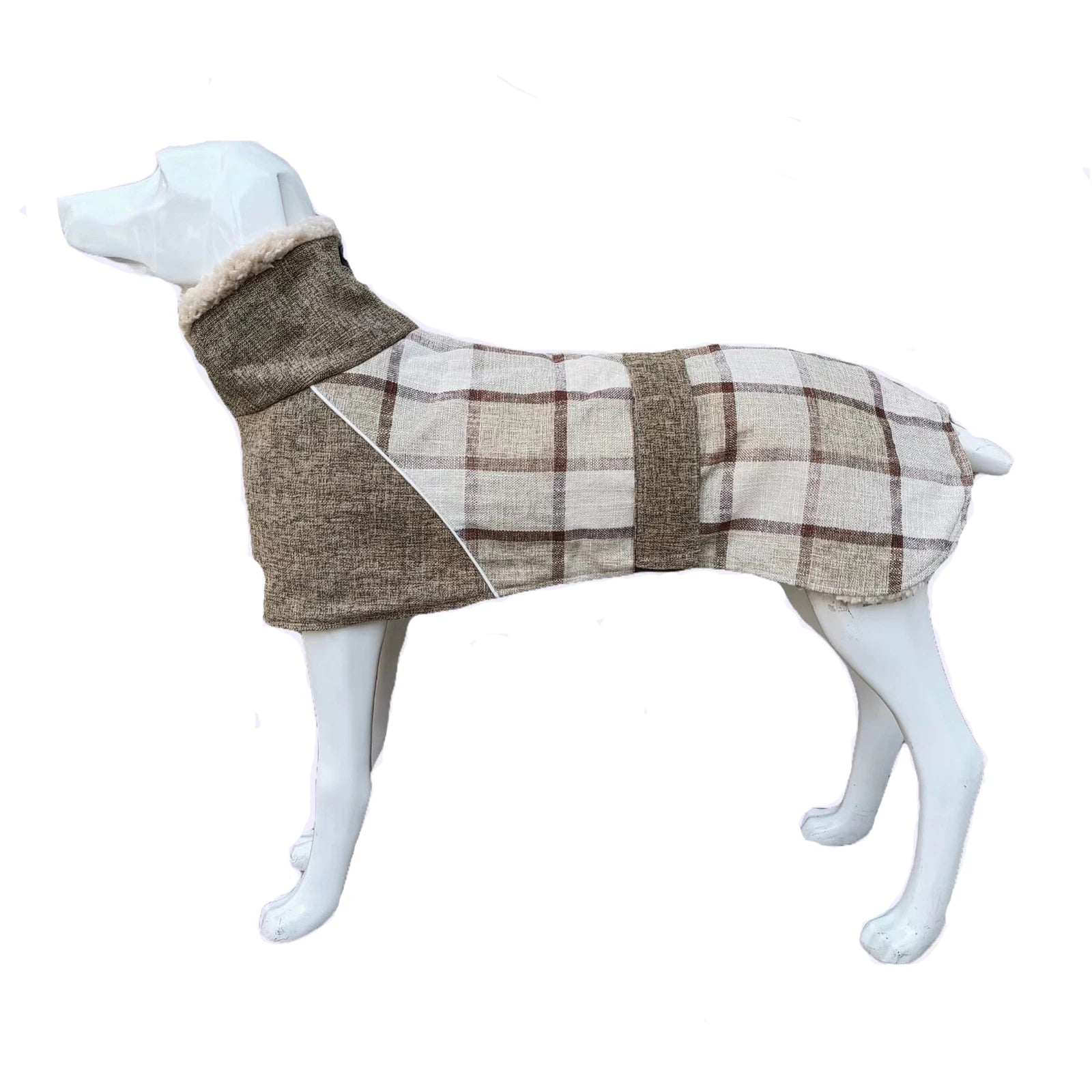 Reflective Windproof Dog Jacket – Thick Checked Winter Coat for Small to Large Dogs (Up to 3XL)