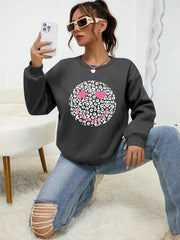 Leopard Happy Face Womens Sweatshirt Print Streetwear