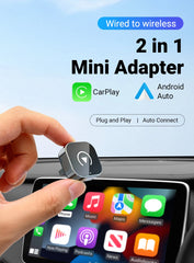 2 in 1 Wired to Wireless CarPlay & Android Auto Adapter – Smart Car Accessory - black