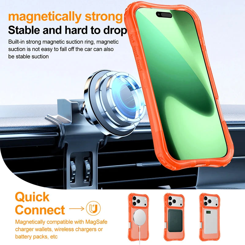 Shockproof Armor 3 in 1 Magnetic Case with Wrist Strap – for iPhone 15 Series - Phone Cases & Covers