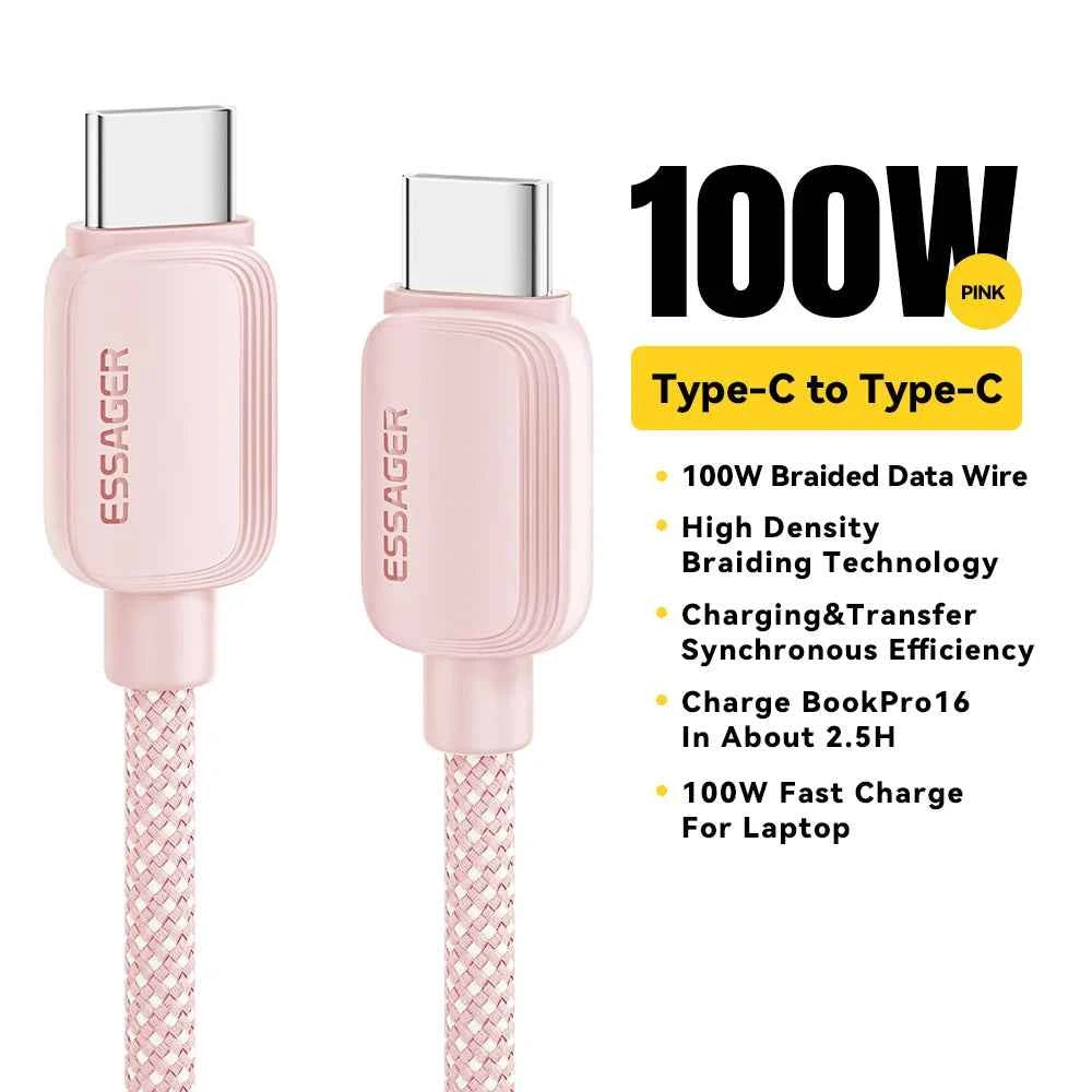 USB-C to USB-C Cable 100W 5A PD | Fast Charging for iPhone 15 Xiaomi Samsung Huawei Oppo MacBook iPad