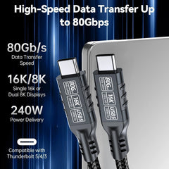 240W 80Gbps PD Fast Charging Cord for iPhone 16 Pro, MacBook, Laptop, Tablet & Switch by Snagg A Charging Cable