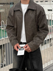 Vintage Distressed Brown PU Leather Jacket by Snagg A Jacket