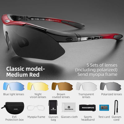 5 Lenses Polarized Cycling Glasses – MTB & Road Bike Sunglasses for Men & Women