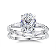 2ct Pink Oval Moissanite Ring Set - SnaggIt