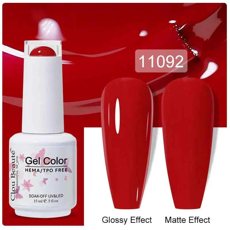 Professional 15ml HEMA & TPO Free Gel Polish – High-Performance Red & Multi Tone Semi Permanent Varnish