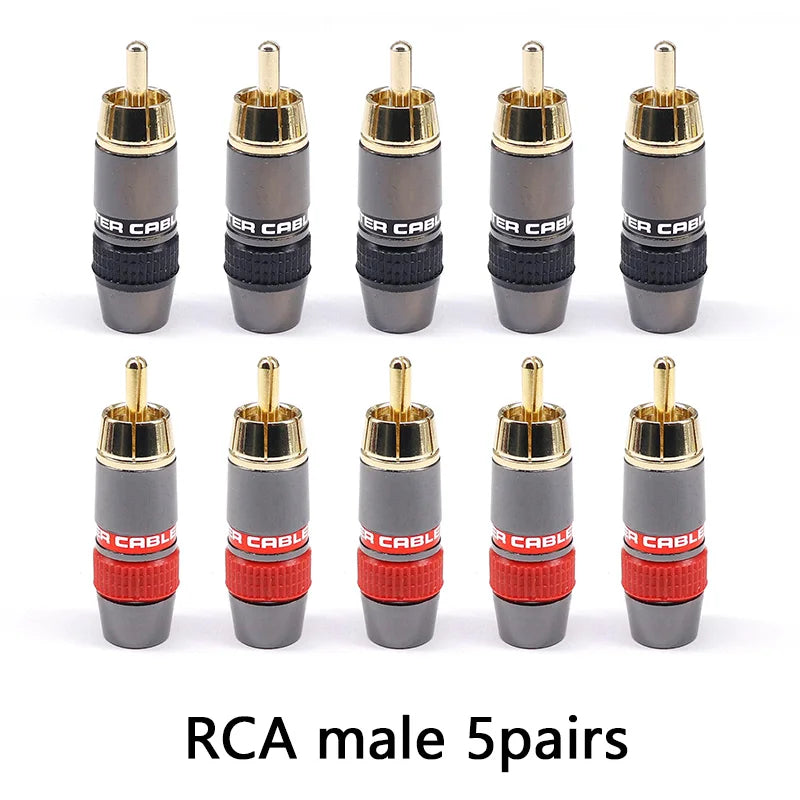 10 Pack RCA Male/Female Connectors – Gold-Plated Copper Audio & Video Plugs for Extension and Wiring by Snagg A Cable Plug