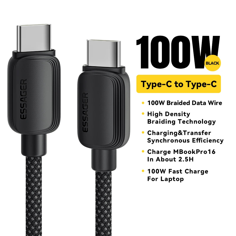 USB-C to USB-C Cable 100W 5A PD | Fast Charging for iPhone 15 Xiaomi Samsung Huawei Oppo MacBook iPad