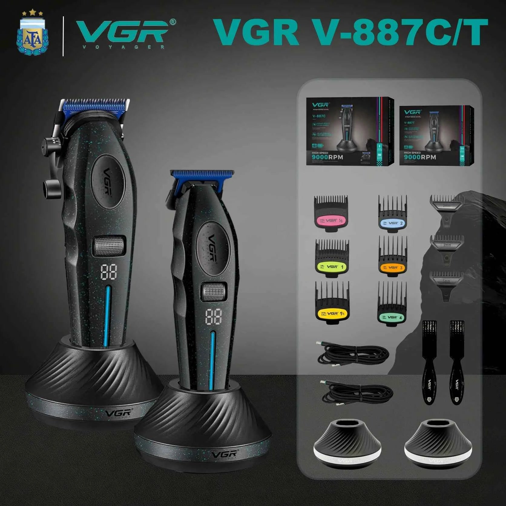 Professional 9000 RPM Master Clipper – Blue Zirconia Ceramic Blade System with 6 Speed Rolling Control & Charging Dock