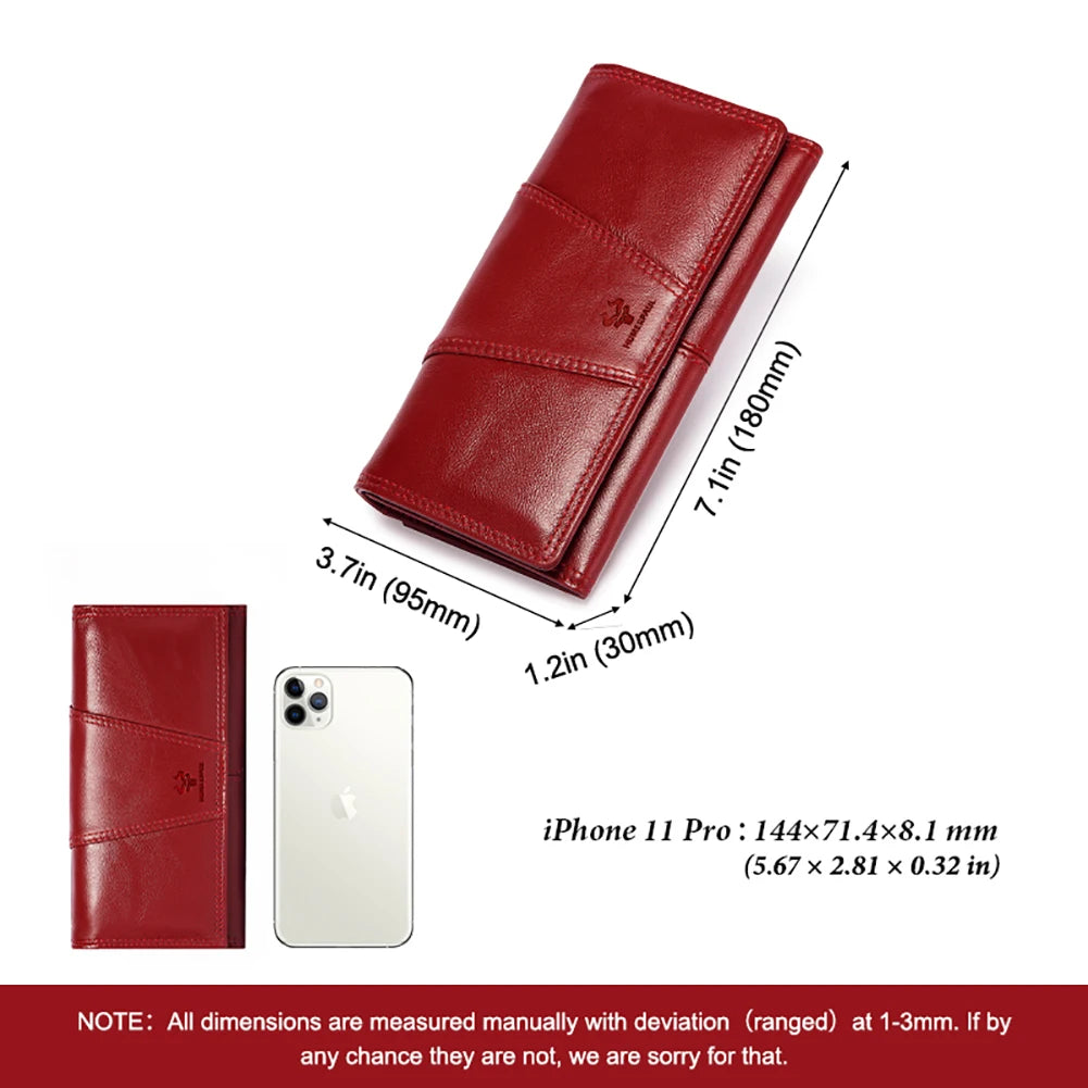Genuine Leather RFID Long Wallet
