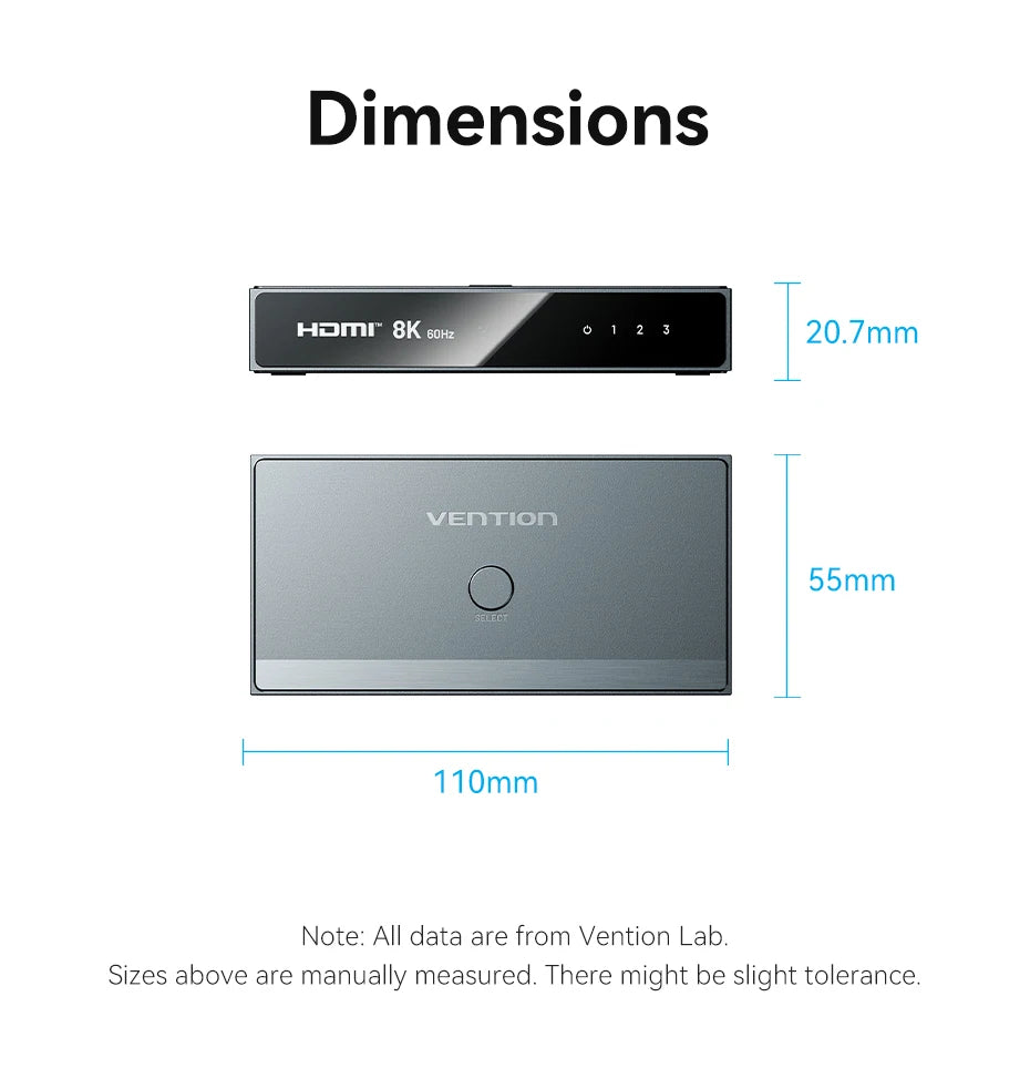 8K@60Hz / 4K@120Hz HDMI 2.1 Switch 3-in-1-out – For Xbox, PS5/4/3, Set-Top Boxes & Blu-ray