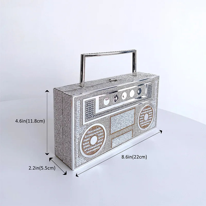 Luxury Designer Diamond Radio Clutch