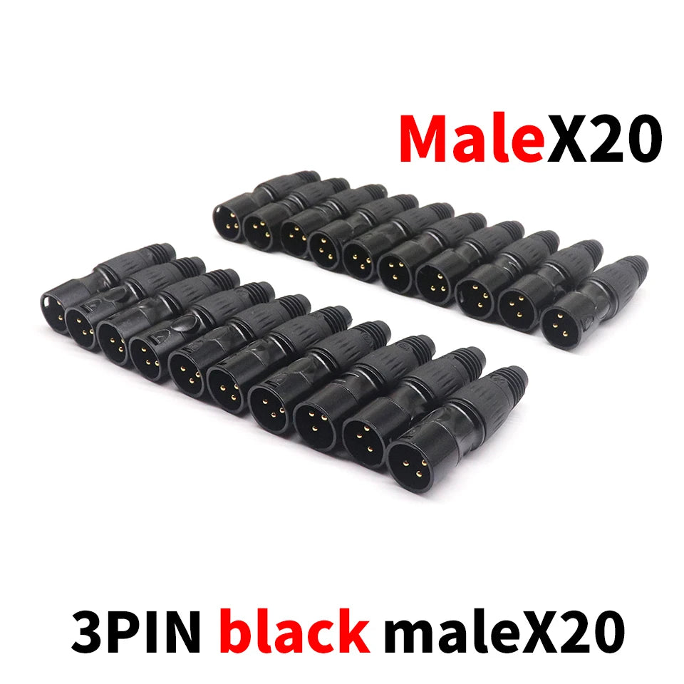20 Pack XLR 3 Pin Microphone Connectors by Snagg A Cable Plug