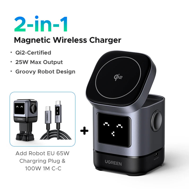 Qi2 15W Magnetic Wireless Charging Stand | USB-C Cable for iPhone 16 17 Pro Max MagSafe Fast Charger