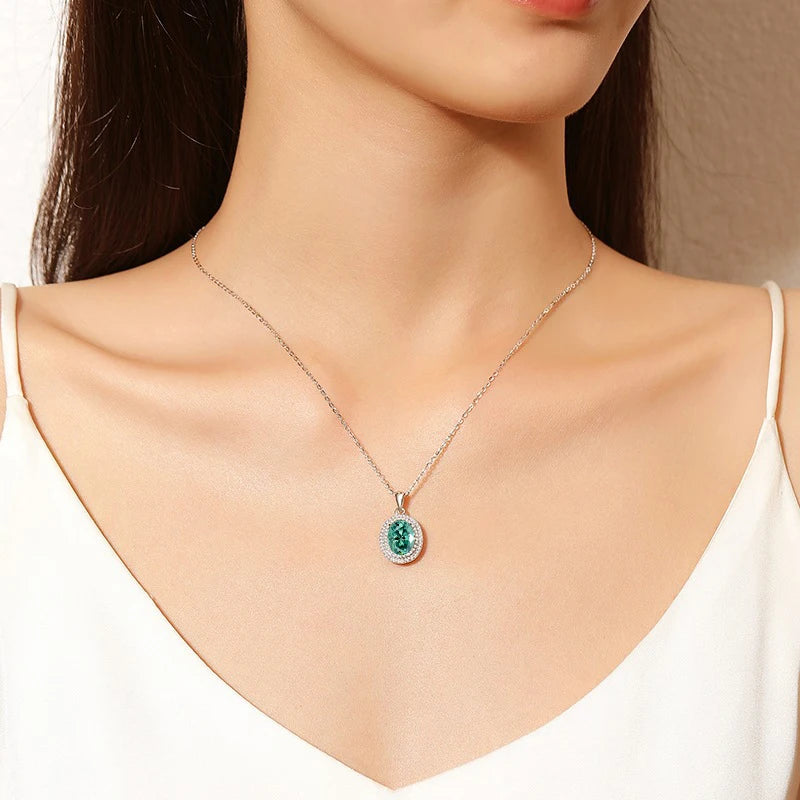 2ct Elliptical Moissanite Ring & Necklace Set