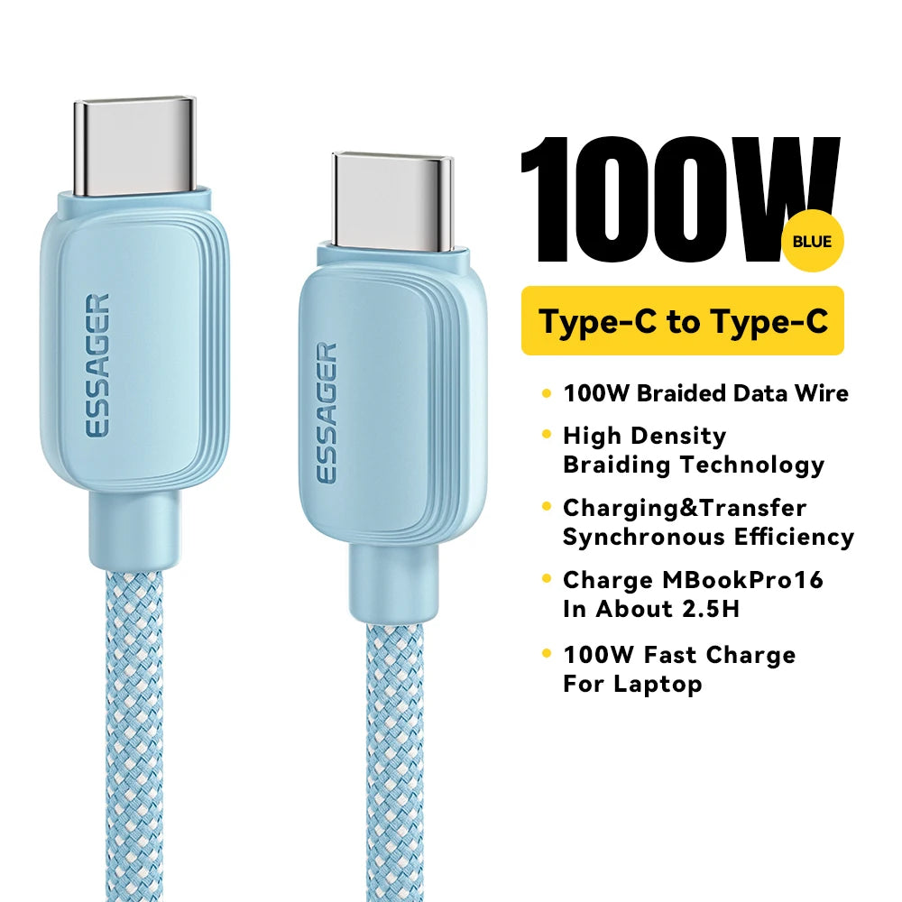 USB-C to USB-C Cable 100W 5A PD | Fast Charging for iPhone 15 Xiaomi Samsung Huawei Oppo MacBook iPad