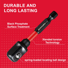Impact Socket Adapter Set – 1/4", 3/8", 1/2" Drive with Extension Bit & Holder for Power Drill to High-Torque Impact Wrench