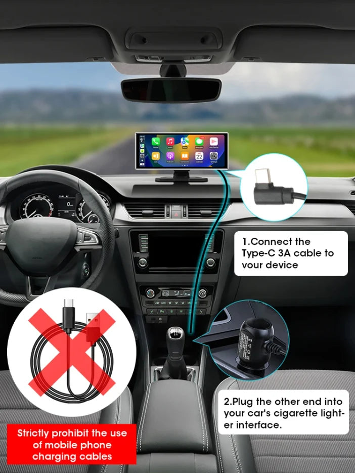 10/11.26 inch Dash Cam 4K Car DVR Wireless Carplay & Android Auto GPS Navigation Video Recorder Dashboard Dual Lens