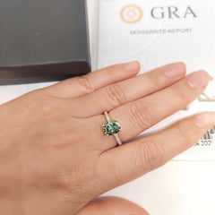 Oval Teal Moissanite Ring by Snagg A Ring