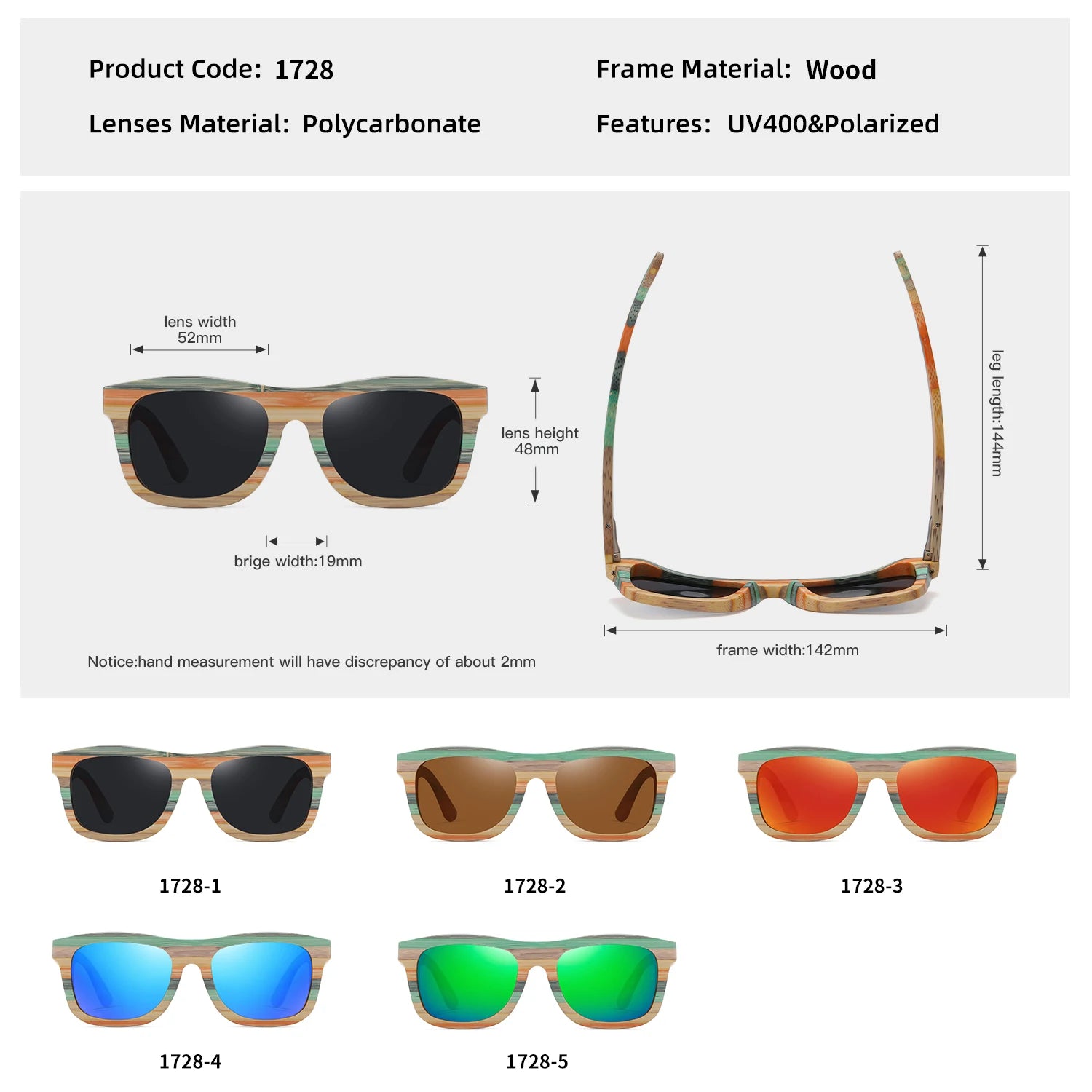 Natural Color Bamboo & Wood Sunglasses