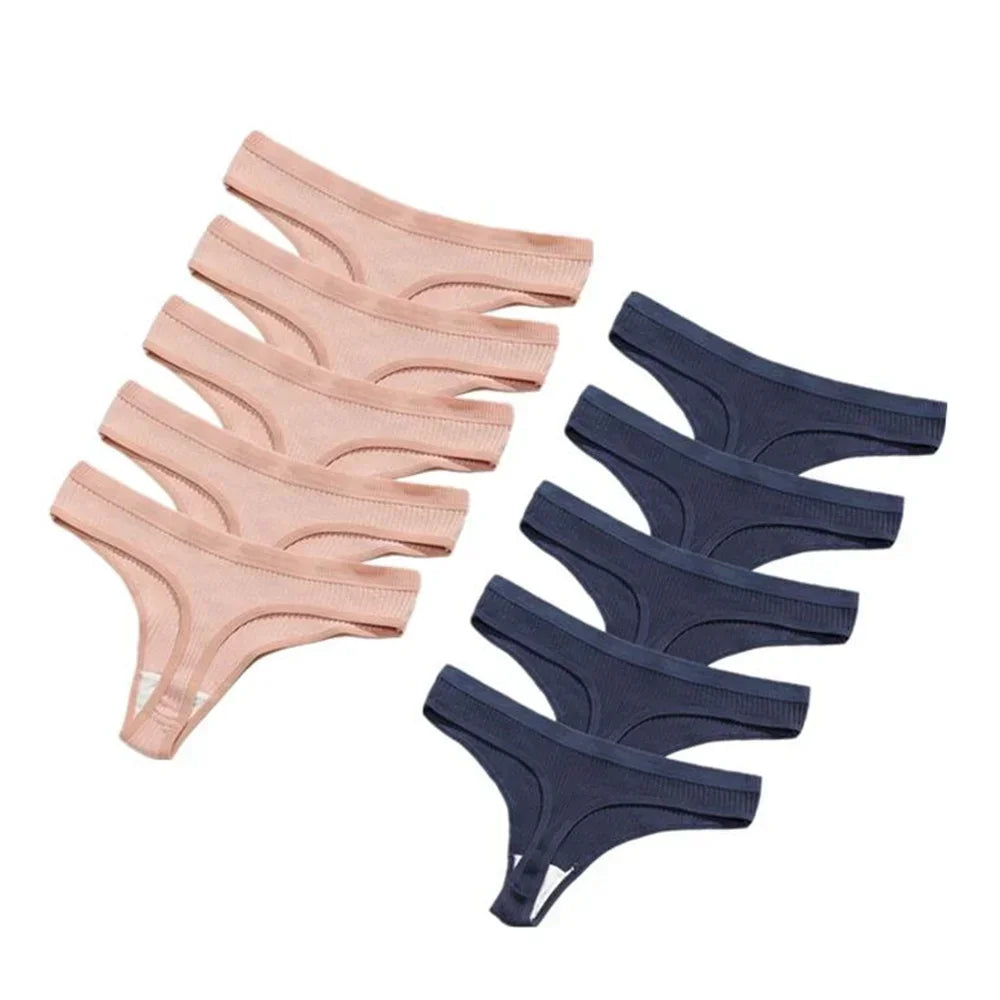 Seamless Cotton G-String 10-Pack | Breathable Thong Solid Colour Plus Size Women's Underwear