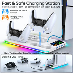 PS5 Stand with Cooling & Charging Station Compatible with PS5, Slim & Pro Models by Snagg A PS Stand