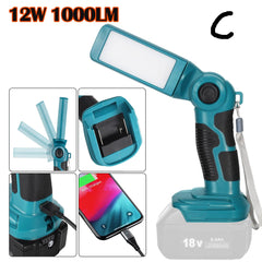 Cordless LED Work Light Compatible With Makita 18V LXT Battery - C - Spotlight