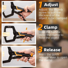 6" Metal Face Clamps 3PCS – Locking C Clamps with Swivel Pads for Woodworking & Pocket Hole Joinery