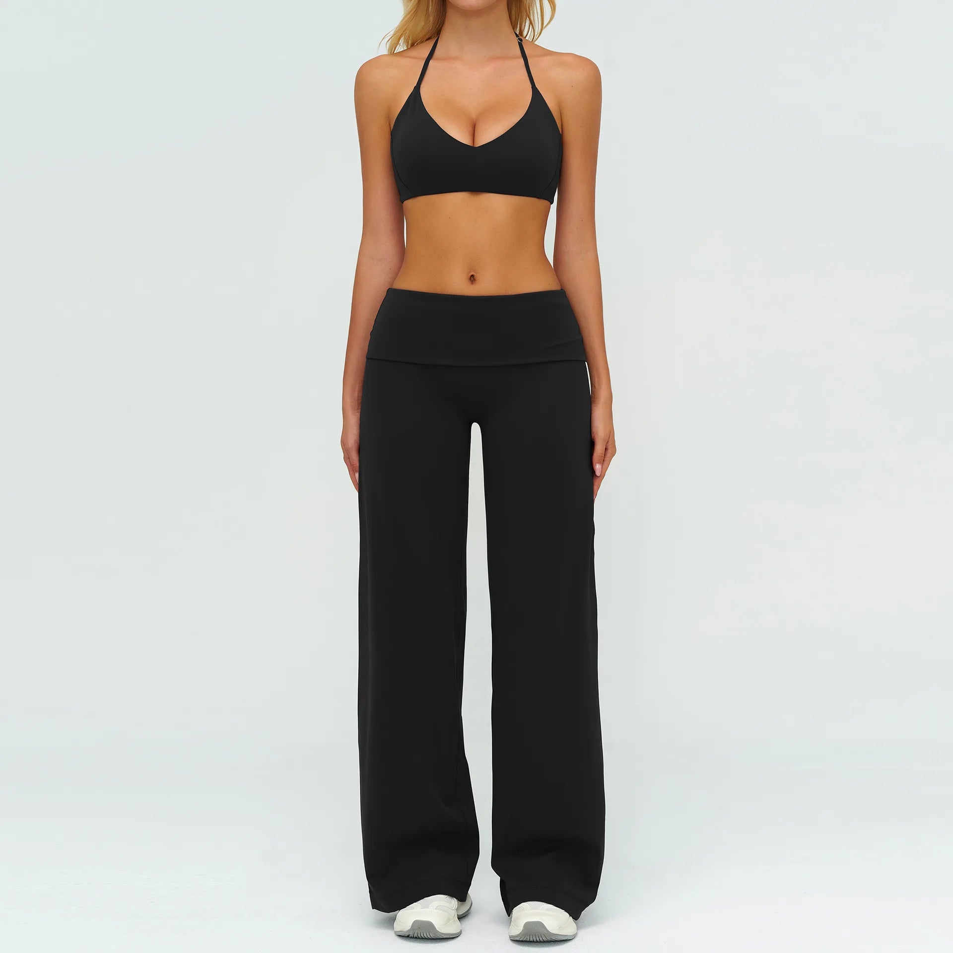 Women's 2/3-Piece Long Sleeve Yoga Set | High Waist Leggings Sports Bra Tracksuit Gym Activewear