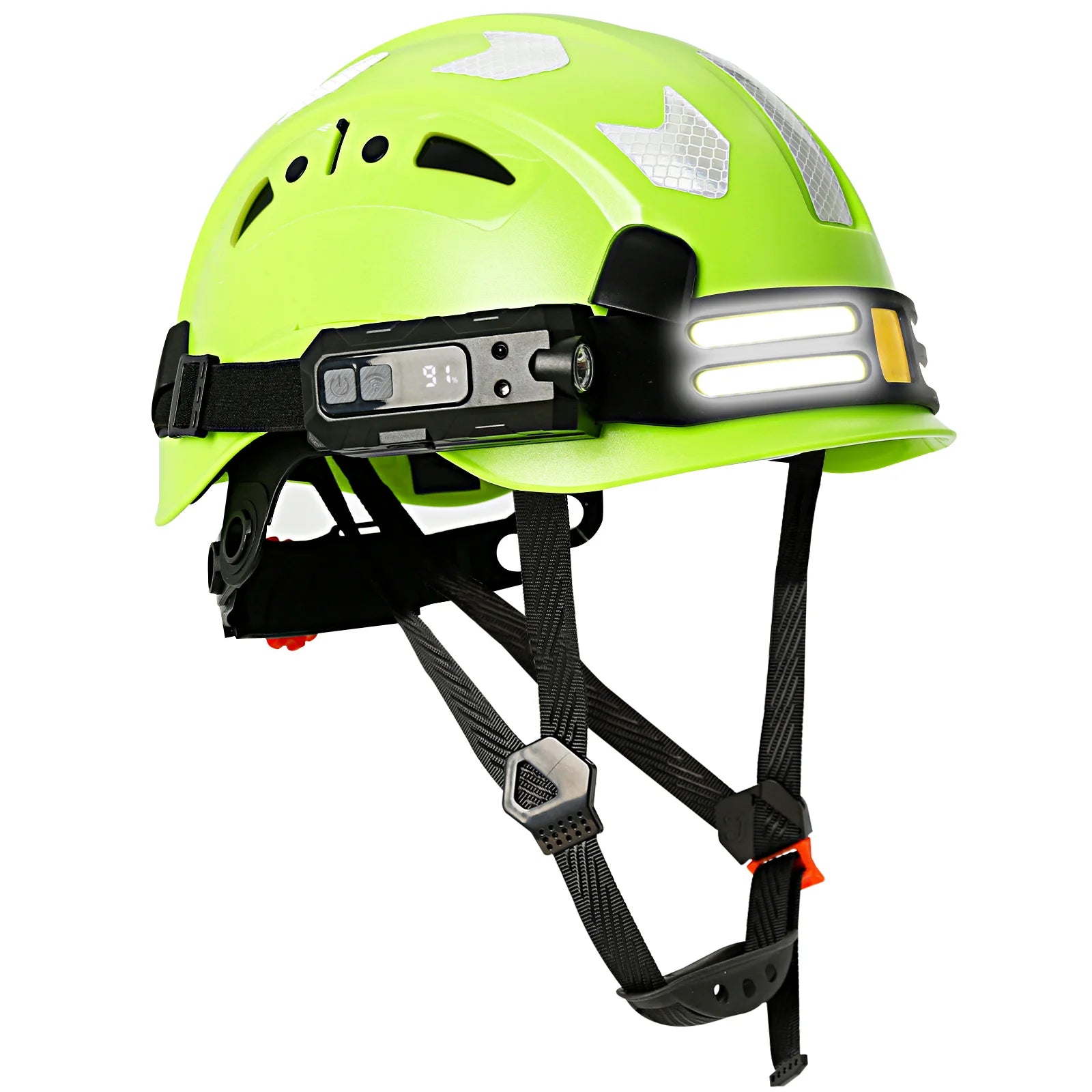 Construction safety helmet with headlamp and reflective stickers – image 18