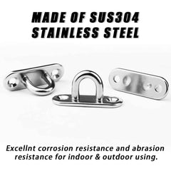 Stainless Steel Elliptical Wall Hooks | Heavy-Duty U-Shaped Eye Plates 2/5/10pcs M5–M12