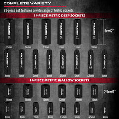 64 Pcs 1/4" Drive Impact Socket & Power Bit Set – Metric Deep & Shallow Sockets with Ratchet and Accessories