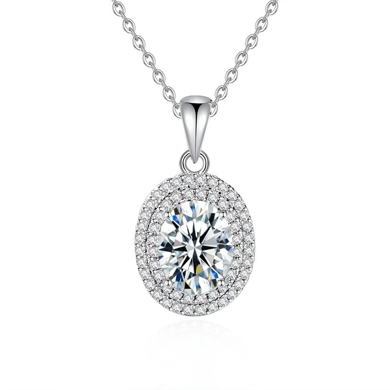 2ct Elliptical Moissanite Ring & Necklace Set