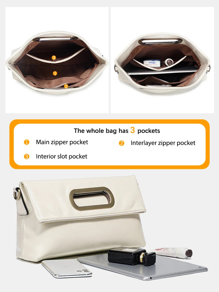 Vintage Genuine Leather Crossbody Handbag – Large Capacity Designer Shoulder Bag for Women, All Seasons