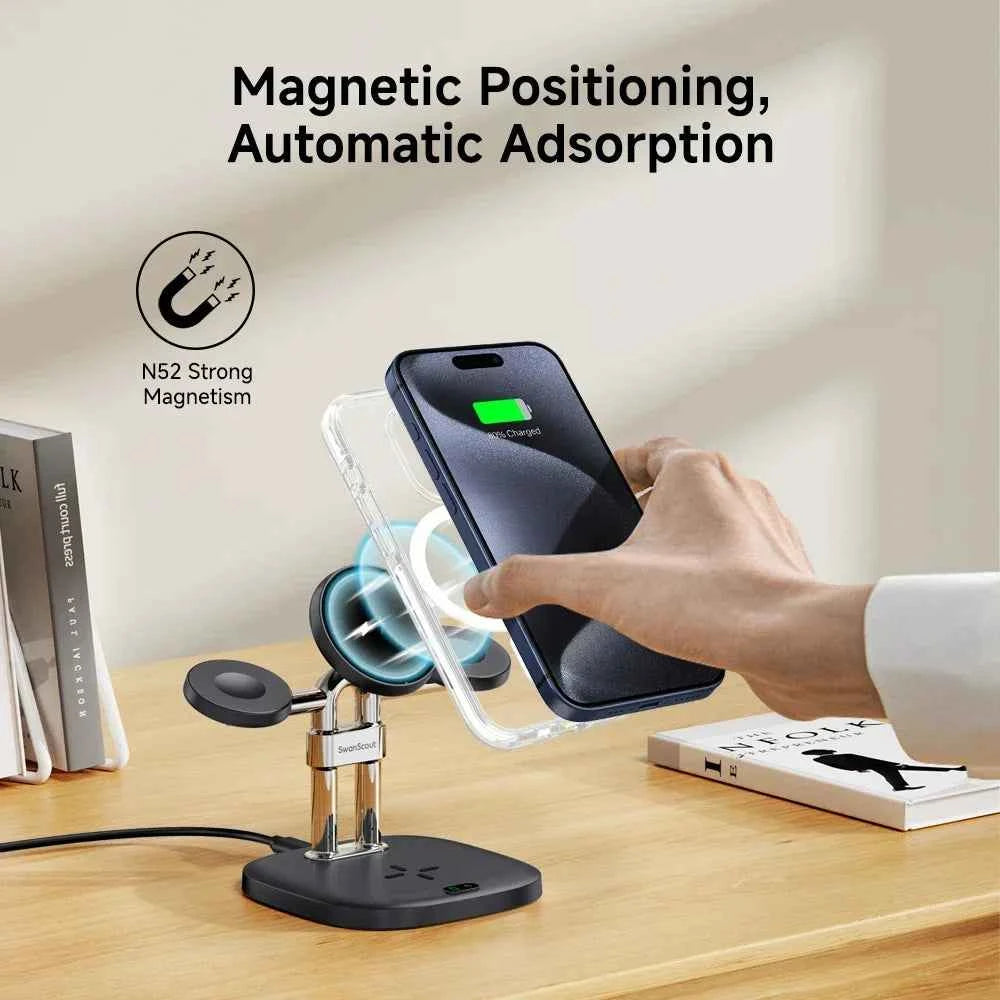 Apple 3-in-1 Magnetic Wireless Charger Stand | iPhone 17 16 15 Apple Watch 11 10 Ultra AirPods