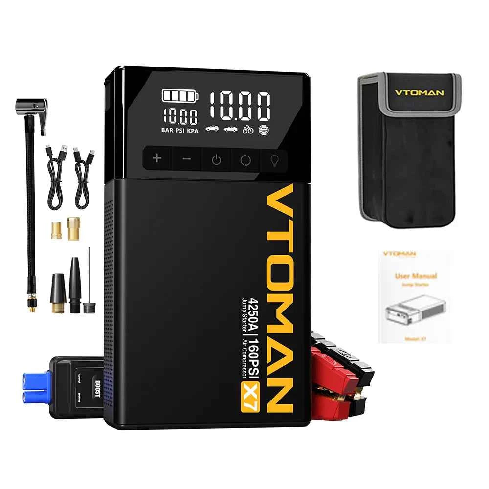 12V car jump starter with tyre inflator – image 1