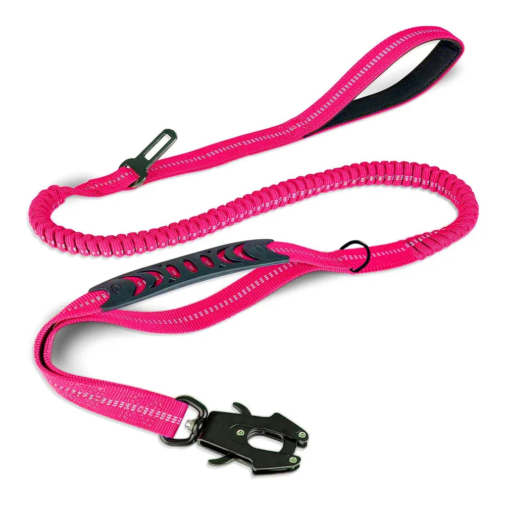 Bungee Dog Leash with Car Seatbelt – Heavy-Duty Reflective No-Pull Tactical Lead for Large Dogs