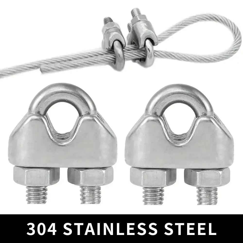 Stainless Steel 304 U-Shaped Cable Clips M2–M10 | Wire Rope Clamp Metal Clip Rigging Hardware