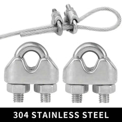 Stainless Steel 304 U-Shaped Cable Clips M2–M10 | Wire Rope Clamp Metal Clip Rigging Hardware
