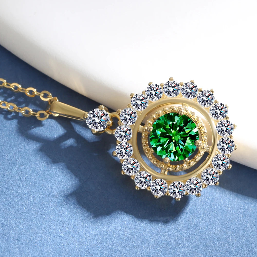 1ct Green Moissanite Pendant Necklace