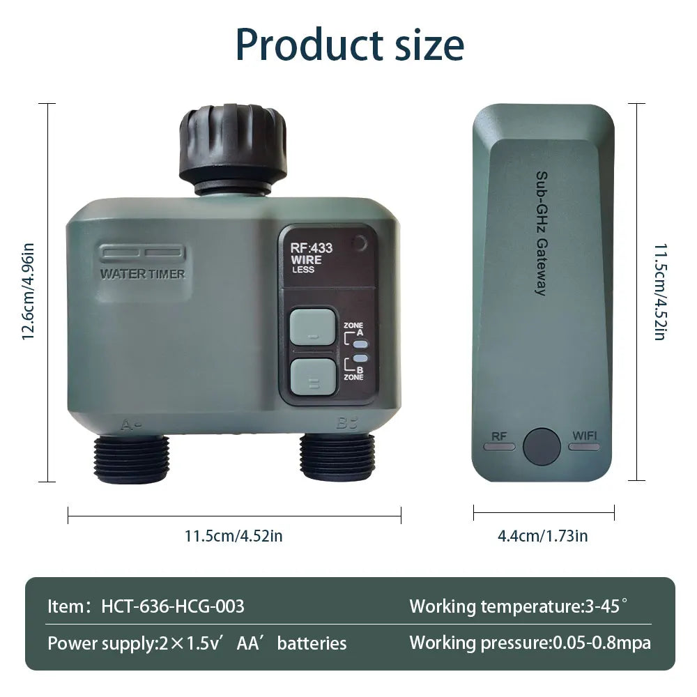 Smart WiFi + RF433 2-Way Garden Water Timer