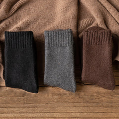 Men’s Vintage Wool Knit Socks, Thick Winter Cashmere Blend