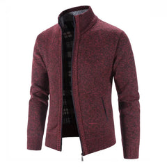 Men’s Single Breasted Knit Cardigan | Slim Fit Mandarin Collar Sweater Coat