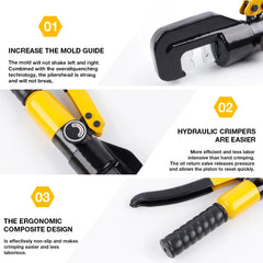 10T Hydraulic Crimping Tool Set – 4–70mm² with 8 Dies & Gloves